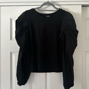 Lea & Viola black puffy sleeve top from Anthropologie - size medium